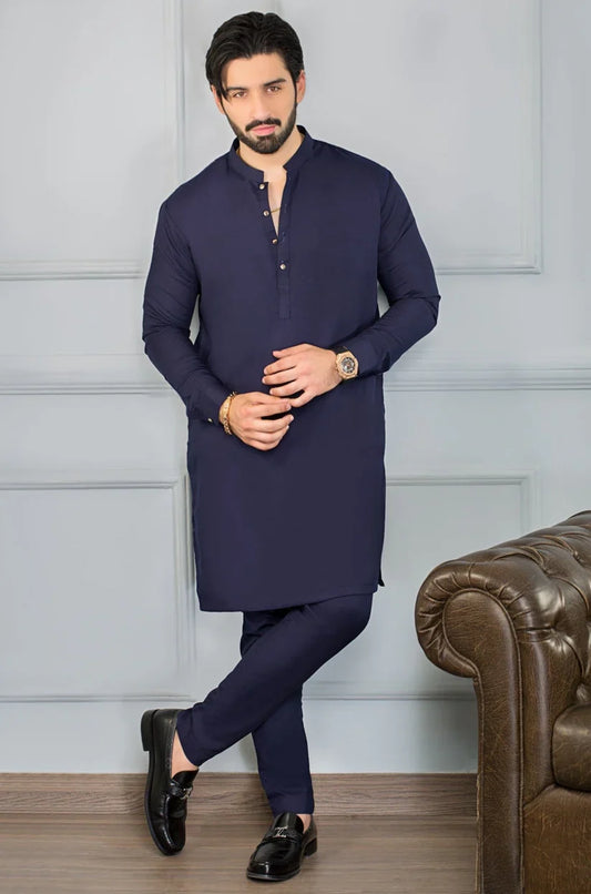 NAVYBLUE MALLAI BOSKI UNSTITCHED (100% PREMIUM QUALITY)